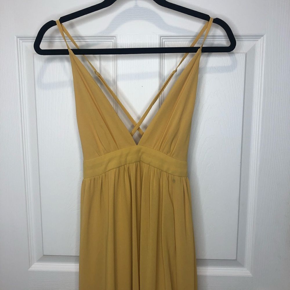 Windsor yellow thin spaghetti strap maxi prom homecoming dress, size small - Picture 2 of 16